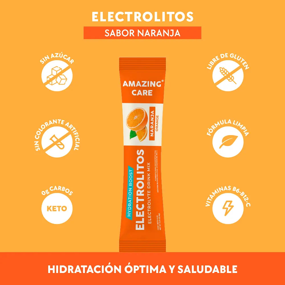 6 Cajas Electrolitos 12 Sticks Naranja (72 sticks)