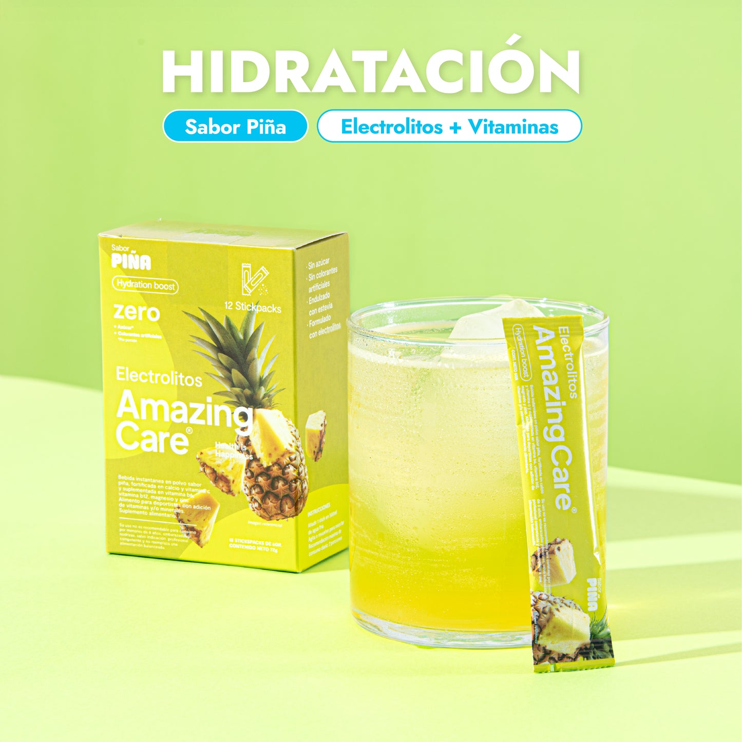 6 Cajas Electrolitos 12 Sticks Piña (72 sticks)