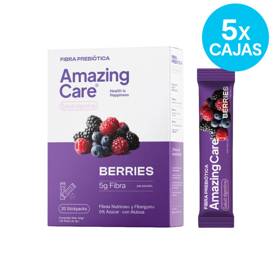 5 Cajas Fibra Prebiótica 20 Sticks Berries (100 sticks)